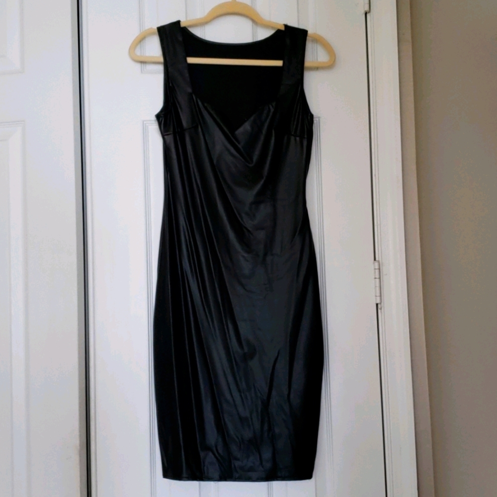 Faux leather mini dress